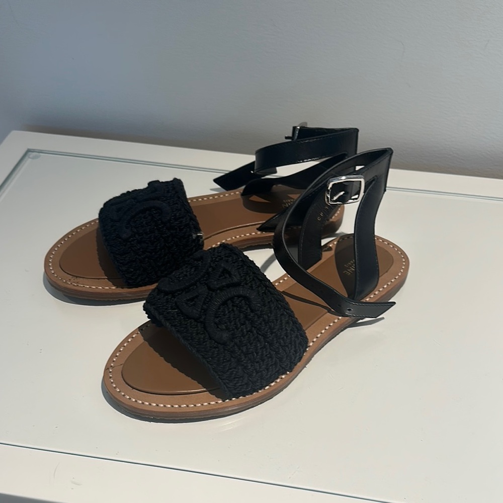 CELINE Black Woven Sandals